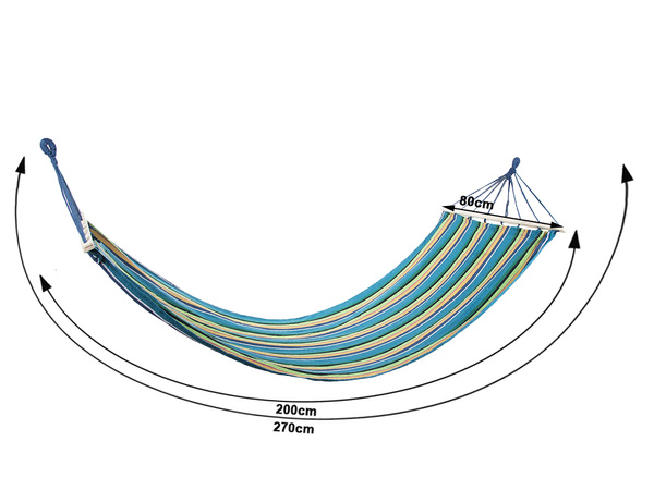 Záhradná hojdacia sieť vystužená pruhovaným farebným drevom hojdačka 200 x 80