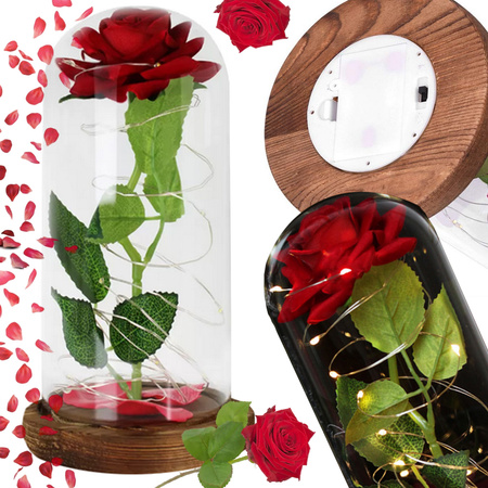 Immerwährende rose im glas rot geführtes geschenk leuchtend für eine gelegenheit für frauen