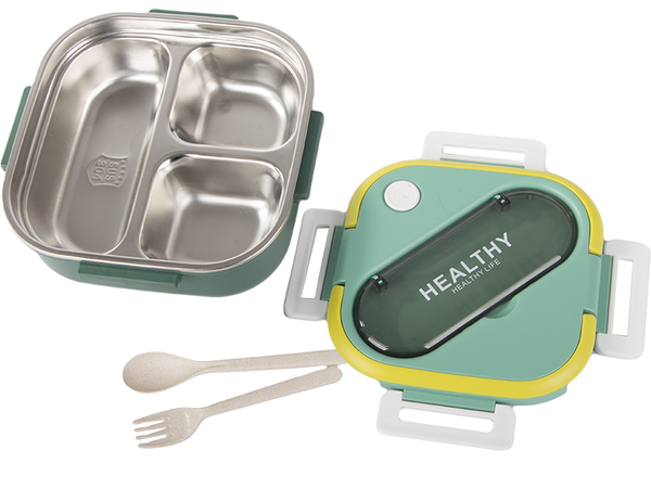 Śniadaniówka z przegródkami pojemnik sztućce lunchbox do mikrofali 1000ml