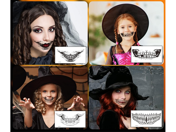 Tetoválás halloween álfogak valósághű mosható ideiglenes álruha