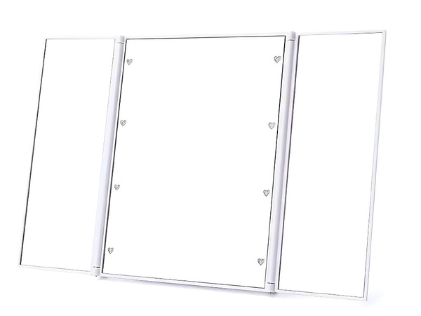 Folding mirror with cosmetic stand for make-up, led lighted