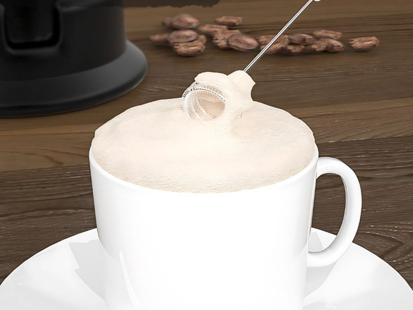 Espumador de leche para café, batidora manual, mini batidora eléctrica con soporte