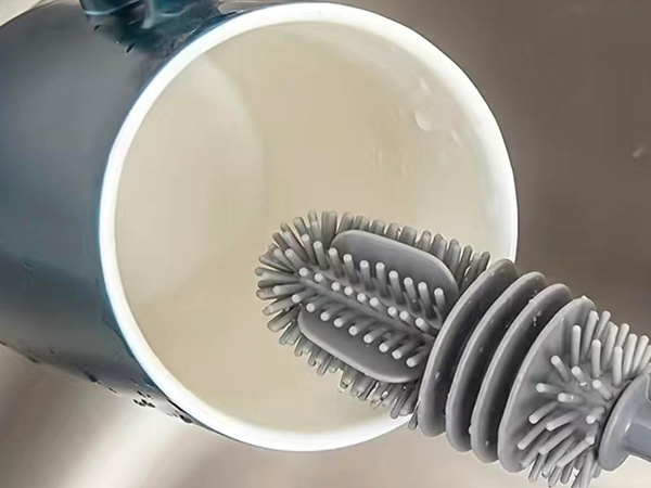 Brush for washing bottles glasses silicone washer long fine