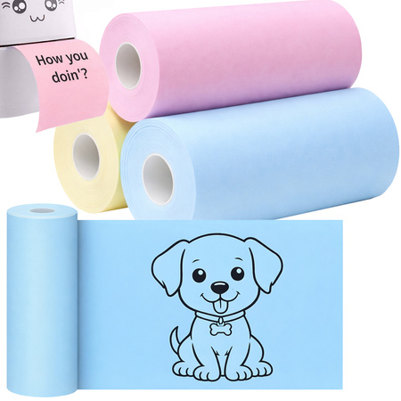 PAPIER POUR IMPRIMANTE THERMIQUE LOT DE 3 ROULEAUX COULEURS AUTO-ADHÉSIFS 55 mm