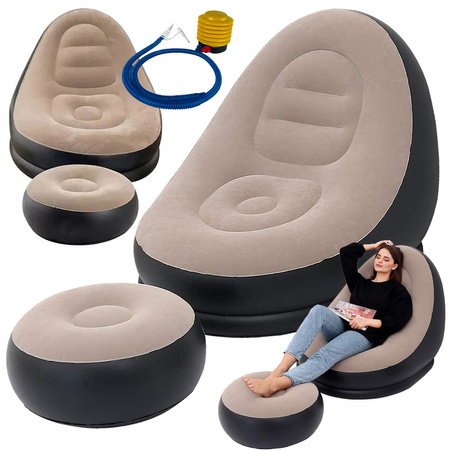Vrtni fotelj lounger napihljiv plaža pouf podnožje udobno
