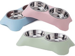 Double bowl for dog cat metal 2 bowls buffet