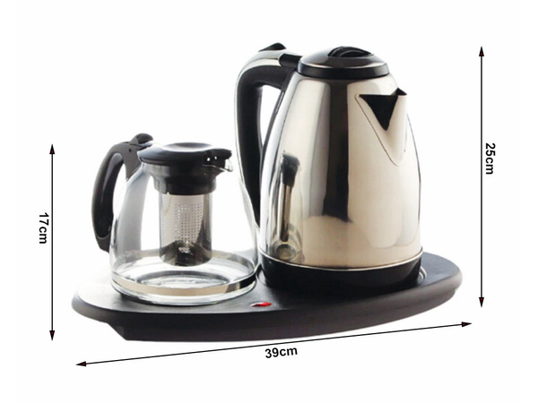 Electric kettle tea brewer set with heated base