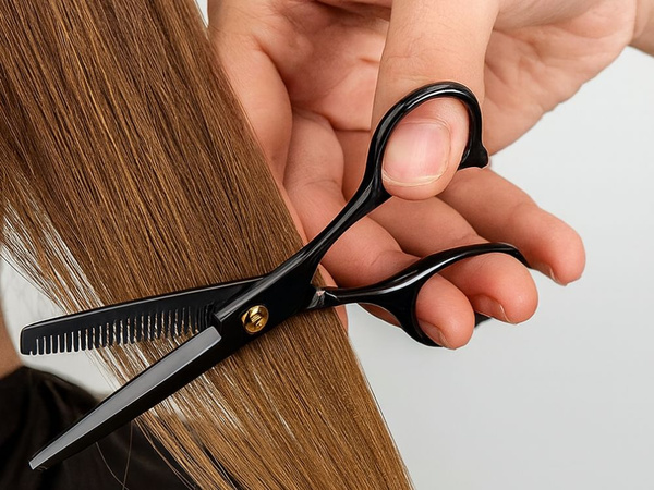 Tijeras de peluquería profesionales para desbaste, 17 cm, negras, texturizantes