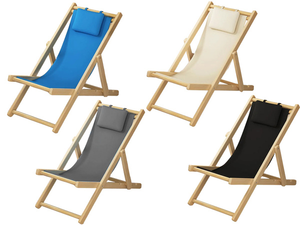 Wooden deckchair beach chairs folding garden cushion beach chair