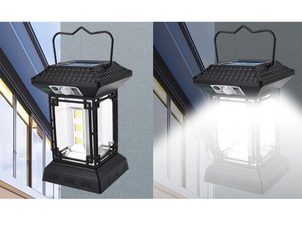 Saules lampa ar krēslas kustības sensoru 5 režīmi 60 led cob ar tālvadības pulti