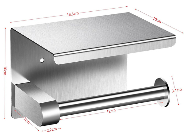 TOILET PAPER HOLDER WITH TELEPHONE SHELF FOR BATHROOM WC STEEL