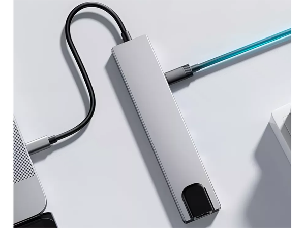 Hub'o adapteris 8in1 jungtis 2x usb-c thunderbolt 3 2xusb hdmi sd rj45