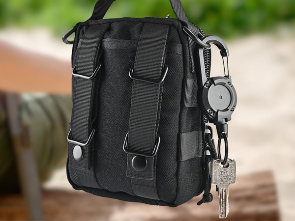 PORTE-CLÉS RÉTRACTABLE CORDE AVEC CEINTURE RÉTRACTABLE MOUSQUETON