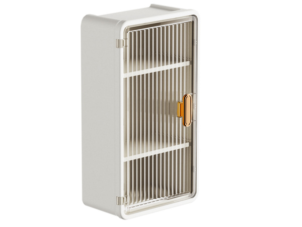 Estante de baño de pared colgante de 3 niveles con puerta y hueco para pañuelos