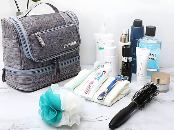 Reisekosmetiktasche ogranizer mit haken gross unisex wasserdicht grau