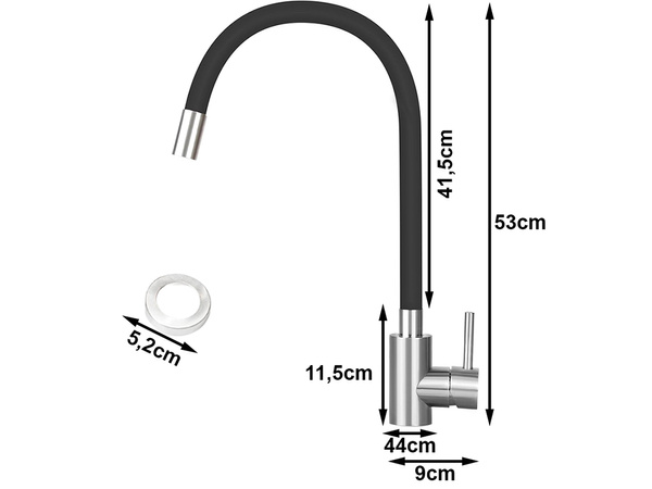Flexible küchenarmatur mit schwenkbarem auslauf 360 flexibel