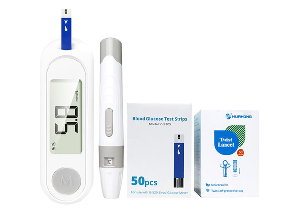 Glucomètre digital lcd kit 50 bandelettes 50 lancettes test de glycémie