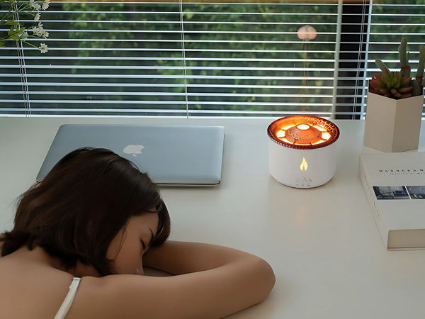 Levegő párásító led diffúzor rgb vulkán illat pára tűz robbanás