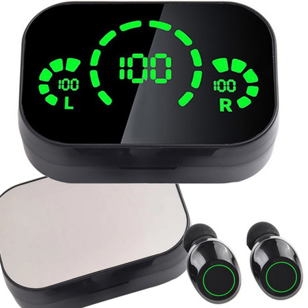 Bluetooth vezeték nélküli fülhallgató ledes töltő tokkal és mikrofonnal
