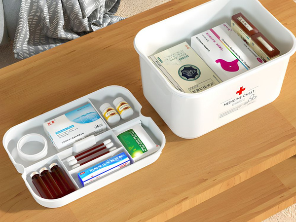 Botiquín doméstico contenedor para medicamentos organizador con inserto y asa con cierre