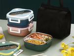 Frühstücksbox mit fächern besteckbehälter lunchbox für mikrowelle 1000ml