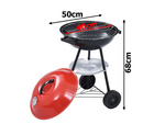 Charcoal garden briquette grill wheels round lid lockable portable