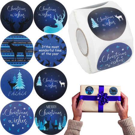 Kalėdiniai dekoratyviniai lipdukai ant 500 vnt. Ritinio "merry christmas