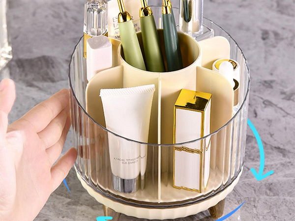 Organizator cosmetice bijuterii rotativ 360 pentru machiaj perii sicriu