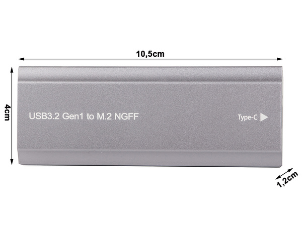 Hdd adaptér box m.2 sata ngff usb 3.1 usb typ-c 2230-2280mm