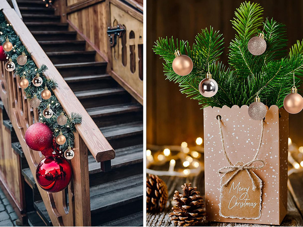 Pom de crăciun baubles 30pcs golden brilliant blinger mat