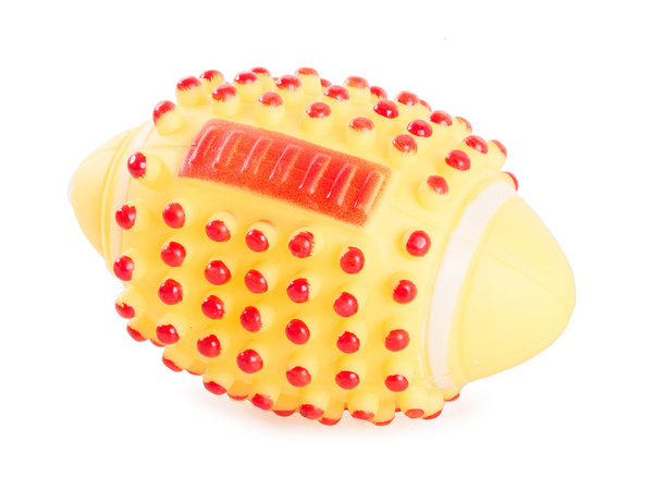 Dog toy squeaky chew rubber rugby ball