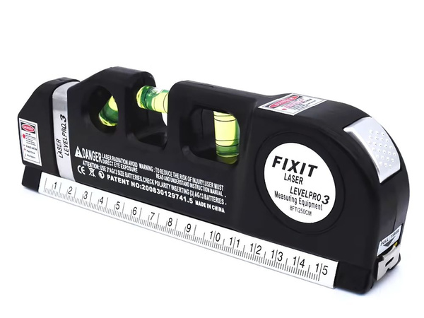 PRECÍZIÓS LÉZERES VÍZMÉRTÉK 2.5M-ES MÉRŐSZALAGGAL LÉZER 3 LED ÜZEMMÓD USB