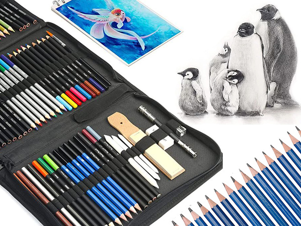 Sketching drawing colouring set professional artistic 74el