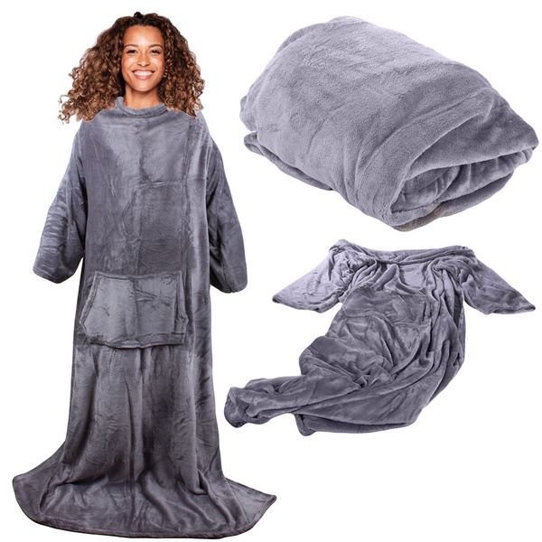 Fleece odeja z rokavi topla odeja jopica 140x200