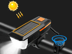 Luz delantera led bicicleta con bocina señal solar manillar