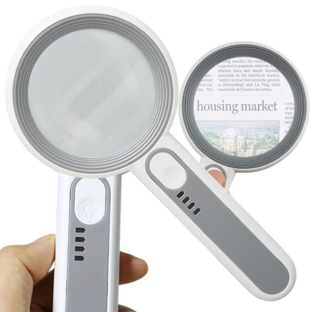 Illuminated reading magnifying glass 5x with led lighting