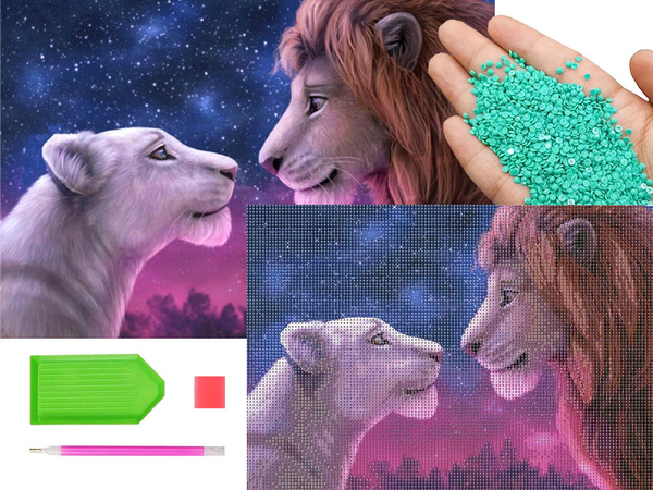 Haft diamentowy lew zestaw diamond painting król