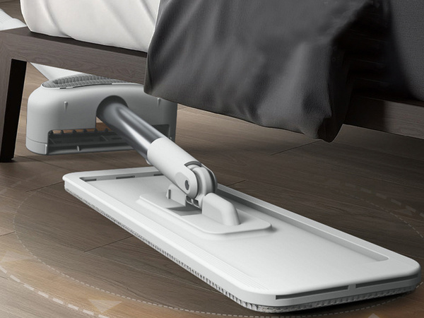 Flat mop with hand wiper 125 cm foldable wide mircofibre