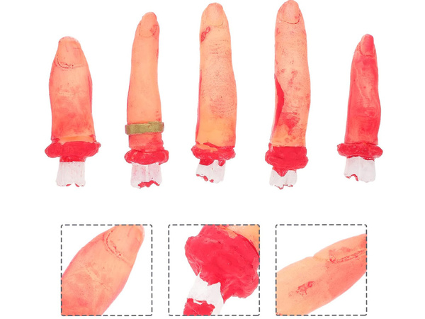 Fake abgetrennte finger halloween dekoration 5 gummi genähte finger
