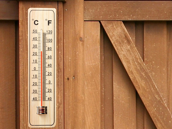 Wooden house thermometer outdoor indoor