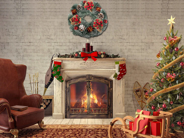 Guirlande couronne de noël décorations de noël décoration de porte fenêtre