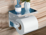 TOILET PAPER HOLDER WITH TELEPHONE SHELF FOR BATHROOM WC STEEL