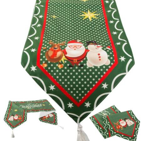 Christmas green table runner for christmas 205x35cm