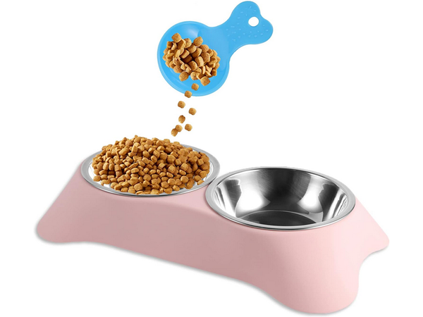 Dvojitá miska pre psa mačku kovová 2 misky bufet