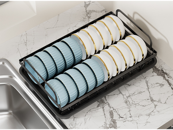 Dishwasher dryer plates cutlery cups two-level drainer with tray