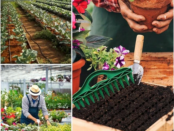 Macetero de jardín con punzón manual de 12 agujeros