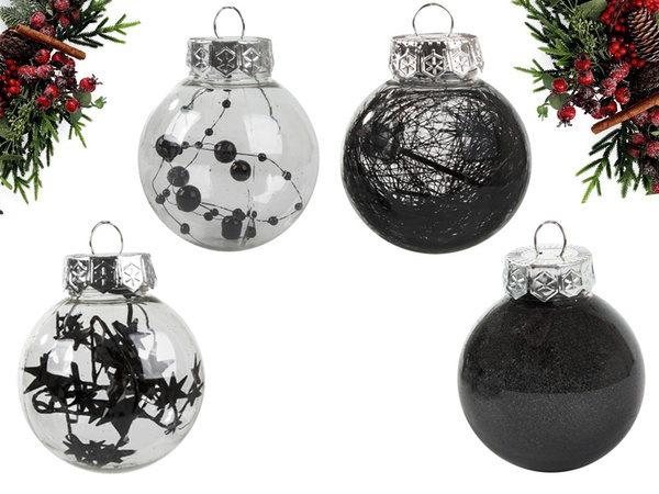 Choinka bombos choin 6cm rinkinys iš 24 šventinės šventės black holidays