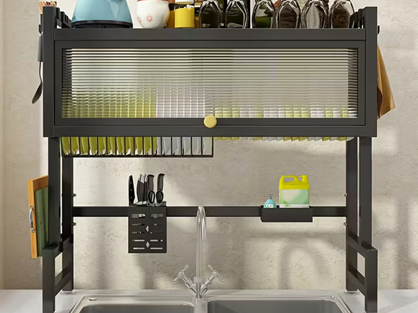 Trockner für geschirr, teller und besteck grosser abtropfbecken schrank organiser 85 cm