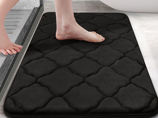 Bathroom rug black soft water absorbent anti-slip memory foam
