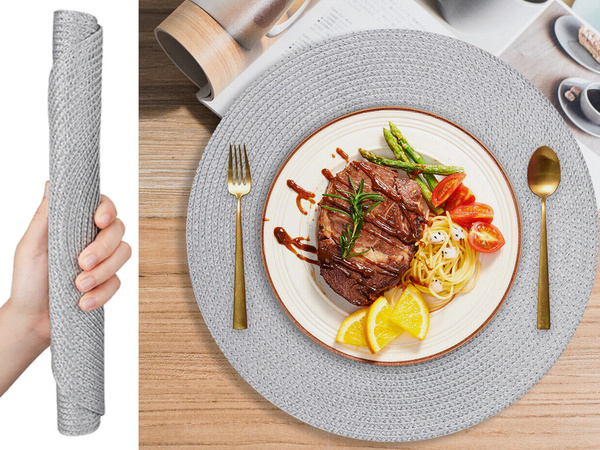 Salvamanteles redondo para mesa de cocina salvamanteles trenzado gris